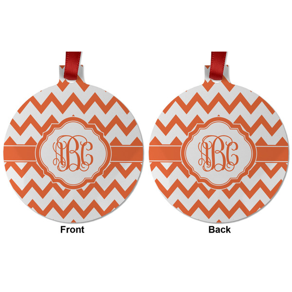 Chevron Metal Ball Ornament - Front and Back