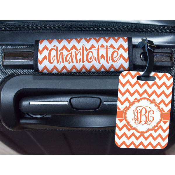 Chevron Metal Luggage Tag & Handle Wrap - In Context