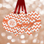 Chevron Metal Ornaments - Double Sided w/ Monogram