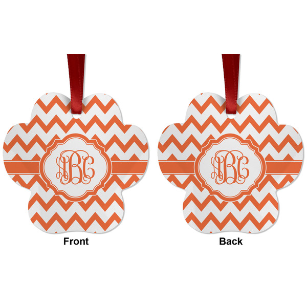 Chevron Metal Paw Ornament - Front and Back