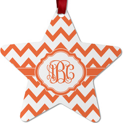 Chevron Metal Star Ornament - Double Sided w/ Monogram