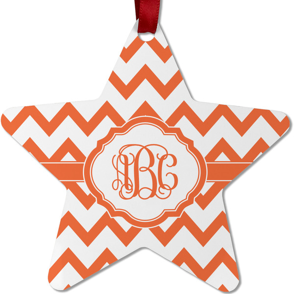 Custom Chevron Metal Star Ornament - Double Sided w/ Monogram