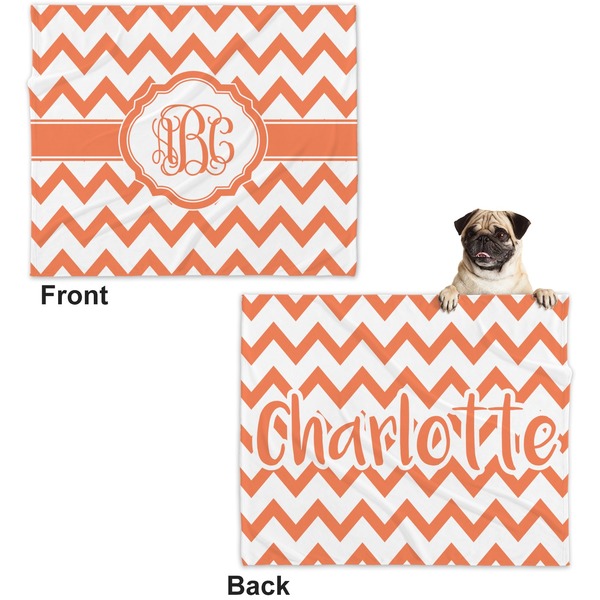 Chevron Microfleece Dog Blanket - Large- Front & Back