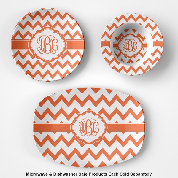 Chevron Microwave & Dishwasher Safe CP Plastic Dishware - Group