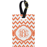 Chevron Plastic Luggage Tag - Rectangular w/ Monogram