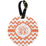 Chevron Plastic Luggage Tag - Round (Personalized)