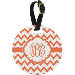 Chevron Plastic Luggage Tag - Round (Personalized)