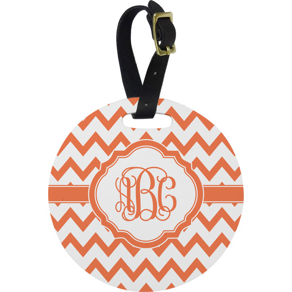 Custom Chevron Plastic Luggage Tag - Round (Personalized)