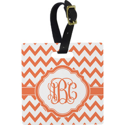 Chevron Plastic Luggage Tag - Square w/ Monogram