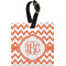 Chevron Plastic Luggage Tag - Square w/ Monogram