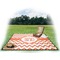 Chevron Picnic Blanket - with Basket Hat and Book - in Use