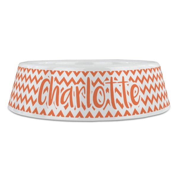 Chevron Plastic Pet Bowls - Large - FRONT