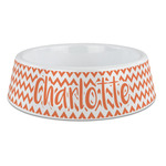 Chevron Plastic Dog Bowl - Large (Personalized)