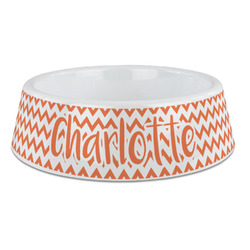 Chevron Plastic Dog Bowl - Large (Personalized)