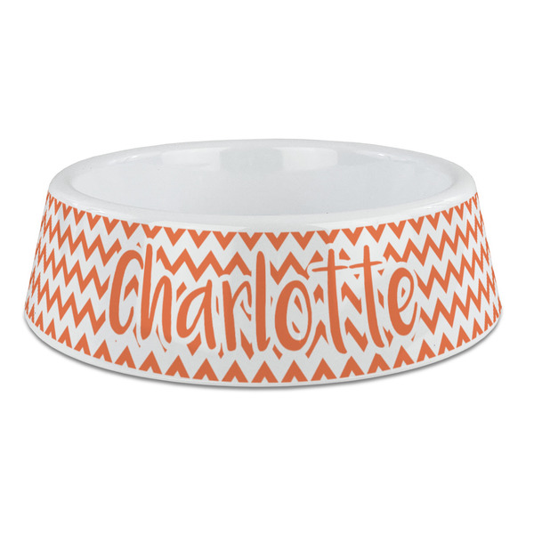 Custom Chevron Plastic Dog Bowl - Large (Personalized)