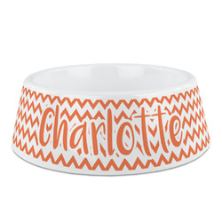 Chevron Plastic Dog Bowl (Personalized)