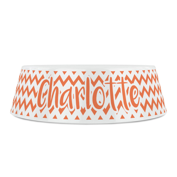 Chevron Plastic Pet Bowls - Small - FRONT