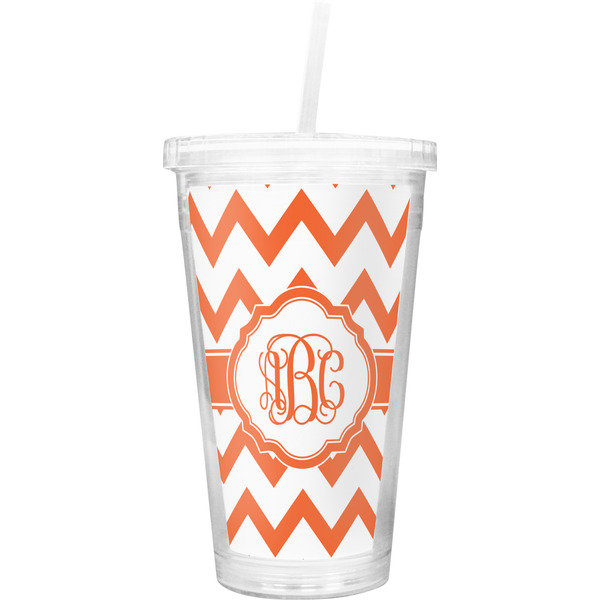 Custom Chevron Double Wall Tumbler with Straw (Personalized)
