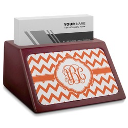 Chevron Red Mahogany Business Card Holder (Personalized)