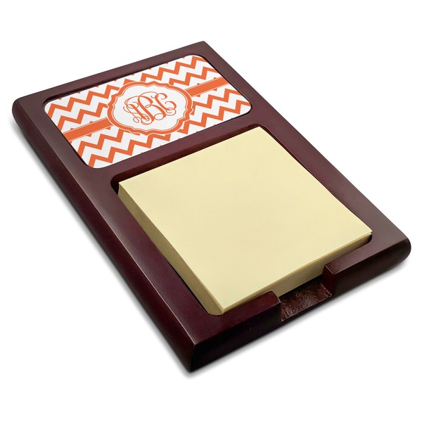 Custom Chevron Red Mahogany Sticky Note Holder (Personalized)