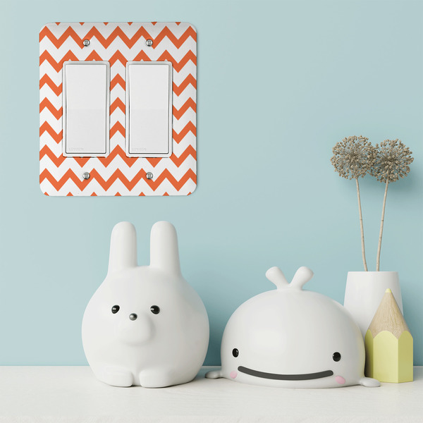 Chevron Rocker Light Switch Covers - Double - IN CONTEXT