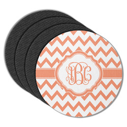 Chevron Round Rubber Backed Coasters - Set of 4 (Personalized)
