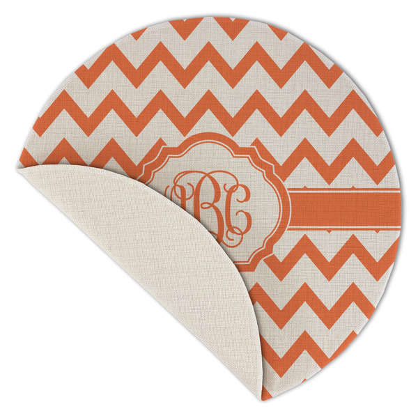 Chevron Round Linen Placemats - Front (folded corner single sided)