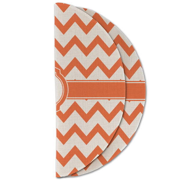 Chevron Round Linen Placemats - HALF FOLDED (double sided)