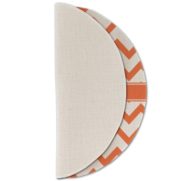 Chevron Round Linen Placemats - HALF FOLDED (single sided)