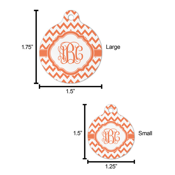 Chevron Round Pet ID Tag - Large - Comparison Scale