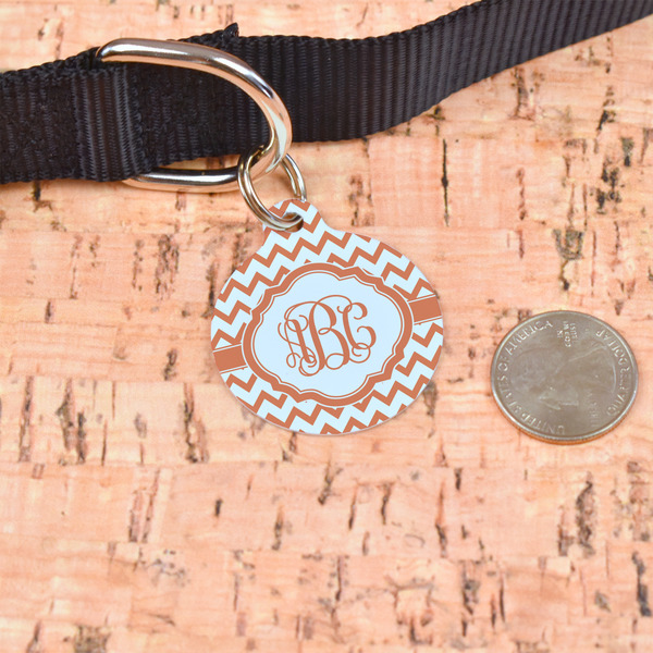 Chevron Round Pet ID Tag - Large - In Context