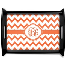Chevron Black Wooden Tray - Large (Personalized)