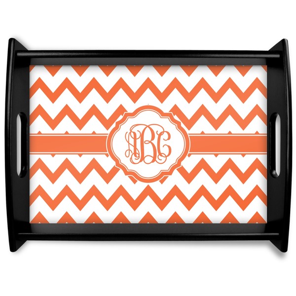 Custom Chevron Black Wooden Tray - Large (Personalized)