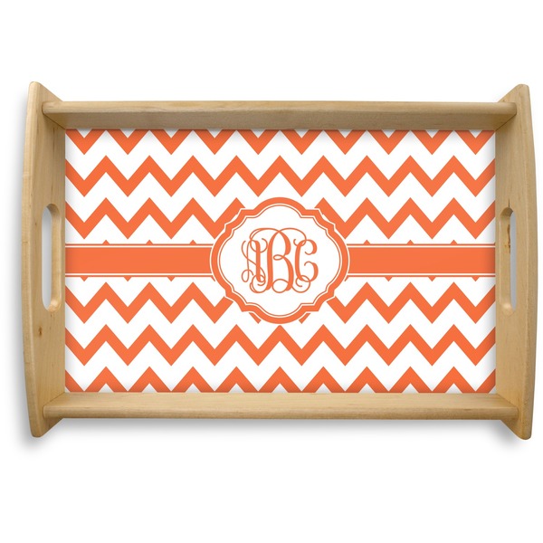 Custom Chevron Natural Wooden Tray - Small (Personalized)