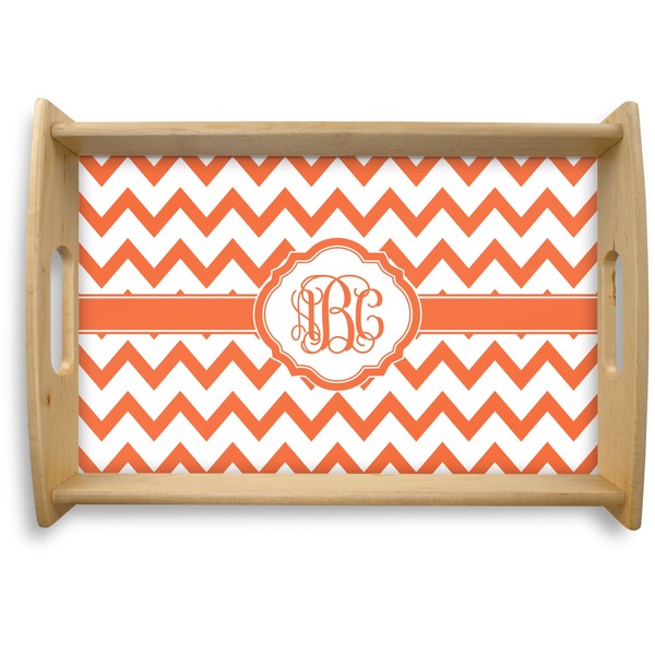 Custom Chevron Natural Wooden Tray - Small (Personalized)