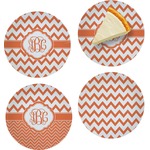 Chevron Set of 4 Glass Appetizer / Dessert Plate 8" (Personalized)