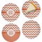 Chevron Set of 4 Glass Appetizer / Dessert Plate 8" (Personalized)