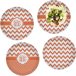Chevron Set of 4 Glass Lunch / Dinner Plate 10" (Personalized)