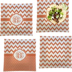 Chevron Set of 4 Glass Square Lunch / Dinner Plate 9.5" (Personalized)