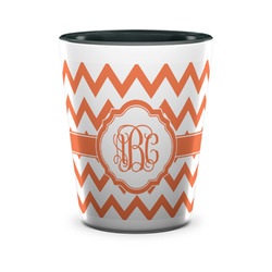 Chevron Ceramic Shot Glass - 1.5 oz - Two Tone - Set of 4 (Personalized)