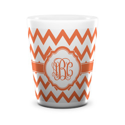 Chevron Ceramic Shot Glass - 1.5 oz - White - Set of 4 (Personalized)