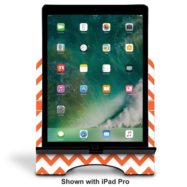 Chevron Stylized Tablet Stand - Front with ipad