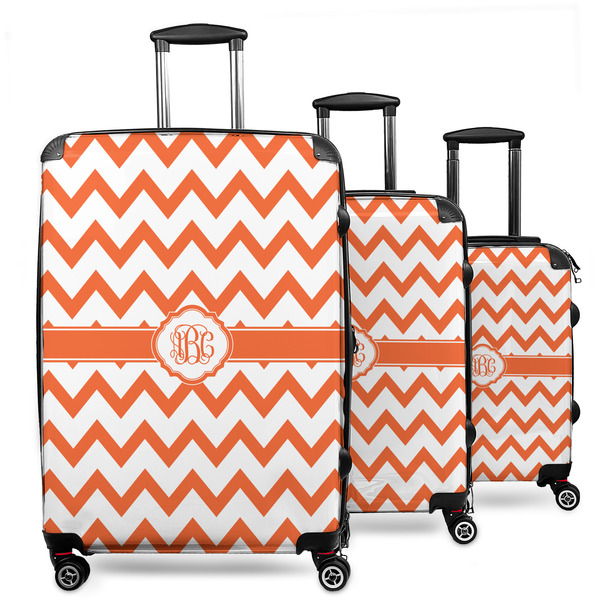 Custom Chevron 3 Piece Luggage Set - 20" Carry On, 24" Medium Checked, 28" Large Checked (Personalized)