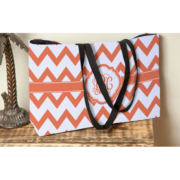 Chevron Tote w/Black Handles - Lifestyle View