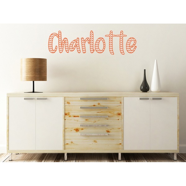 Chevron Wall Name Decal On Wooden Desk