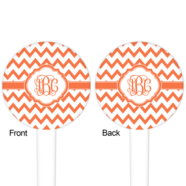 Chevron White Plastic 4" Food Pick - Round - Double Sided - Front & Back