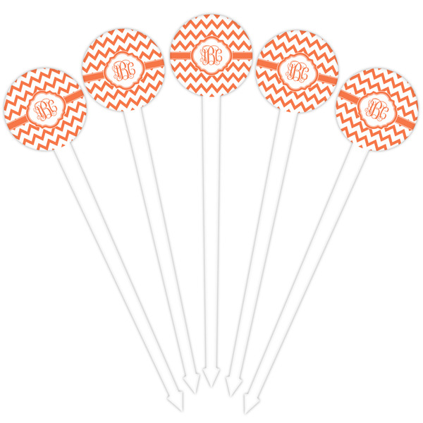 Chevron White Plastic 4" Food Pick - Round - Fan View