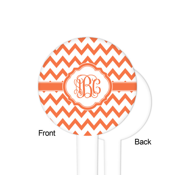 Chevron White Plastic 4" Food Pick - Round - Single Sided - Front & Back