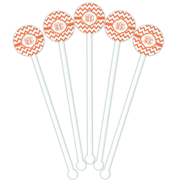 Chevron White Plastic 5.5" Stir Stick - Fan View