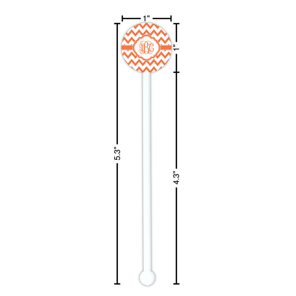 Chevron White Plastic 5.5" Stir Stick - Round - Dimensions